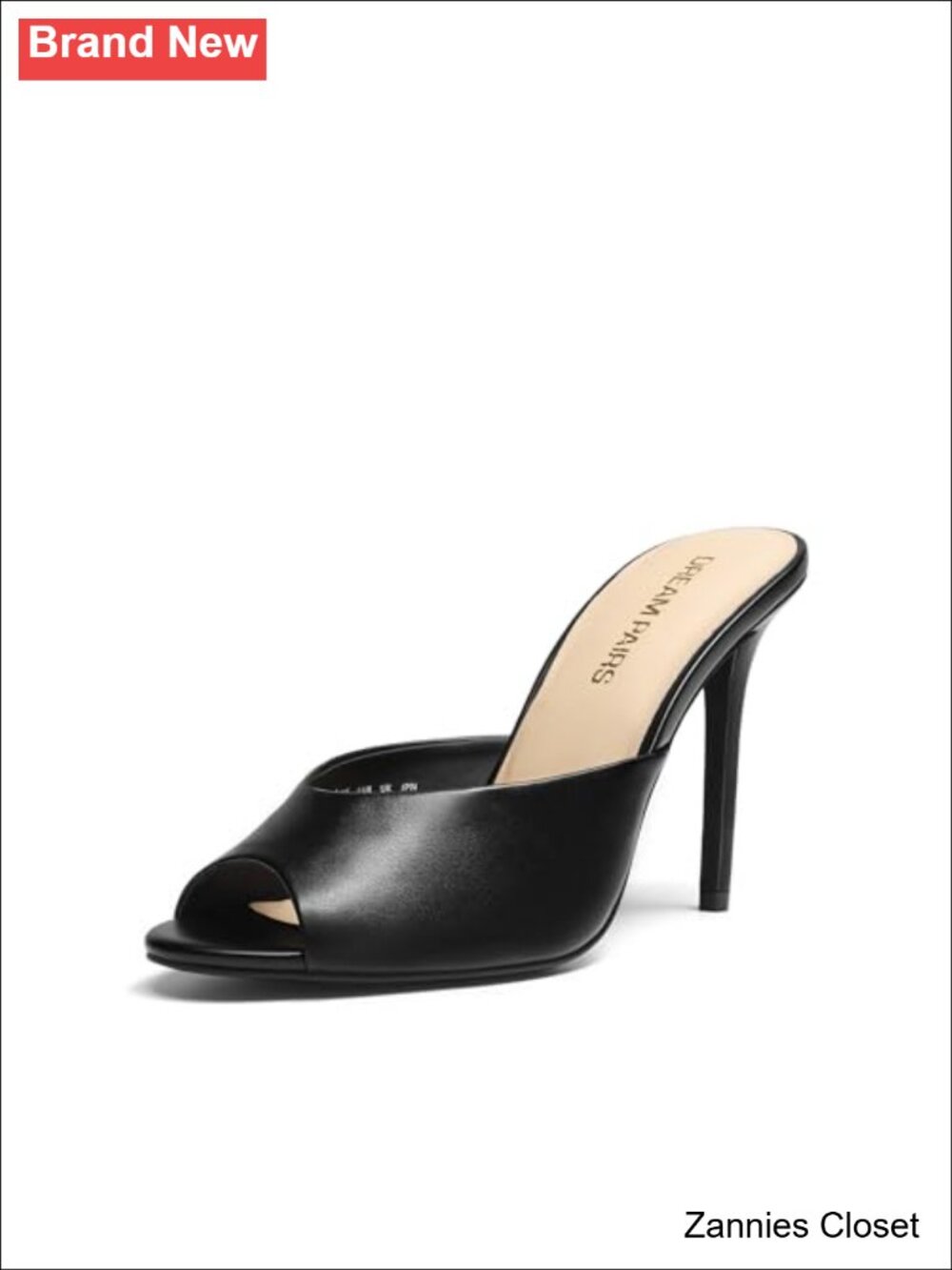✨ DREAM PAIRS Women's Peep Toe Mule Heel Sandal Faux Leather Slip On High Heels